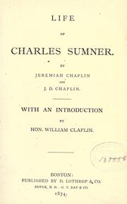 Front cover of Life of Charles Sumner by Chaplin, Jeremiah