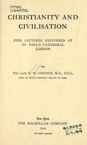 Front cover of Christianity and civilisation by Richard William Church