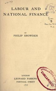 Front cover of Labour and national finance by Philip Snowden, 1st Viscount Snowden