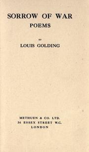 Front cover of Sorrow of war by Louis Golding
