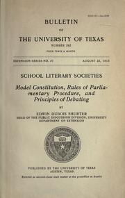 Cover of School literary societies by Shurter, Edwin Du Bois