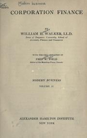 Front cover of Corporation finance by William Homer Walker