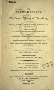 Cover of The death-warrant of the French theory of chemistry by Harrington, Robert