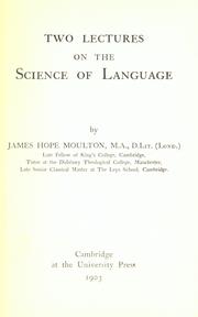 Front cover of Two lectures on the science of language by James Hope Moulton