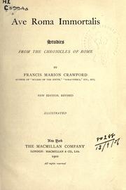 Front cover of Ave Roma immortalis by Francis Marion Crawford