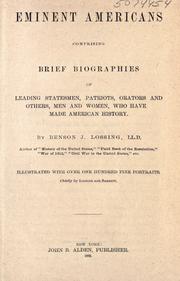 Front cover of Eminent Americans by Benson J. Lossing