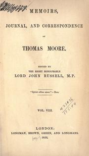 Front cover of Memoirs, journal, and correspondence of Thomas Moore by Thomas Moore