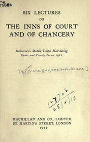 Cover of Six lectures on the Inns of Court and of Chancery by William Blake Odgers