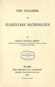 Cover of The teaching of elementary mathematics by David Eugene Smith