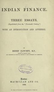 Front cover of Indian finance by Henry Fawcett