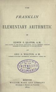 Cover of The Franklin elementary arithmetic by Edwin P. Seaver