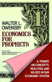Front cover of Economics for prophets by Walter L. Owensby
