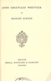 Cover of John Greenleaf Whittier by Richard Burton
