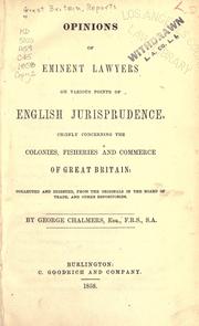 Cover of Opinions of eminent lawyers on various points of English jurisprudence by George Chalmers