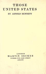 Cover of Those United States by Arnold Bennett