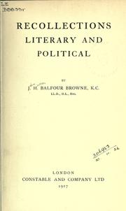 Cover of Recollections literary and political by John Hutton Balfour Browne