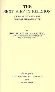 Front cover of The next step in religion by Roy Wood Sellars