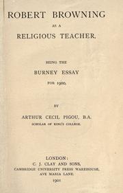 Front cover of Robert Browning as a religious teacher by A. C. Pigou