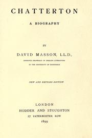 Cover of Chatterton by David Masson
