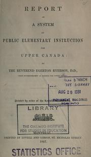 Front cover of Report on a system of public elementary instruction for Upper Canada by Egerton Ryerson
