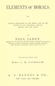 Front cover of Elements of morals by Paul Alexandre René Janet