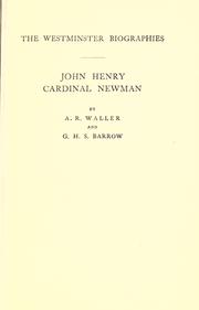 Front cover of John Henry, Cardinal Newman by A. R. Waller