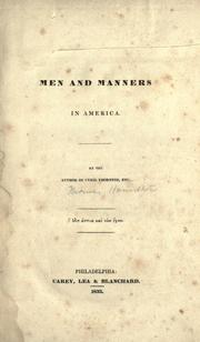 Front cover of Men and manners in America by Thomas Hamilton
