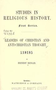 Front cover of Nouvelles études d'histoire religieuse. by Ernest Renan