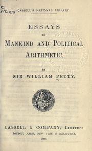 Front cover of Essays on mankind and political arithmetic by Petty, William Sir
