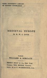 Front cover of Medieval Europe by H. W. Carless Davis