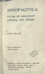 Front cover of Areopagitica, Letter on education, Sonnets, and Psalms by John Milton