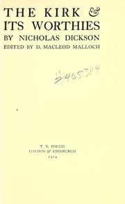 Cover of The Kirk & its worthies by Nicholas Dickson