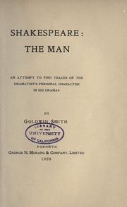 Cover of Shakespeare, the man by Goldwin Smith