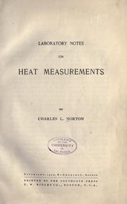 Front cover of Laboratory notes on heat measurements by Charles L. Norton