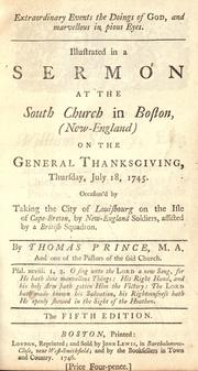 Cover of Extraordinary events the doings of God, and marvellous in pious eyes by Thomas Prince
