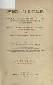Cover of Government in Canada by D. A. O'Sullivan