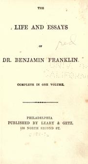 Front cover of The life and essays of Dr. Benjamin Franklin by Benjamin Franklin