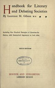 Front cover of Handbook for literary and debating societies by Laurence M. Gibson
