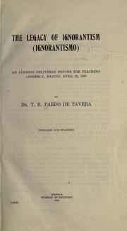 Front cover of The legacy of ignorantism (Ignorantismo) by Trinidad Hermenegildo Pardo de Tavera