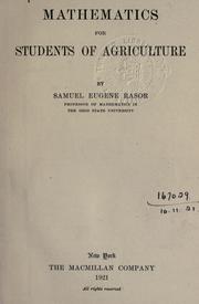 Front cover of Mathematics for students of agriculture by Samuel Eugene Rasor