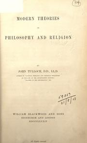Front cover of Modern theories in philosophy and religion by Tulloch, John