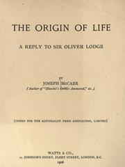 Front cover of The origin of life by Joseph McCabe