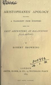 Cover of Aristophanes' apology by Robert Browning