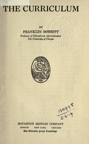 Cover of The curriculum by Franklin (John Franklin) Bobbitt