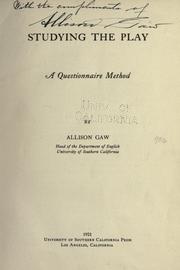 Cover of Studying the play by Gaw, Allison