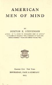 Front cover of American men of mind by Burton Egbert Stevenson