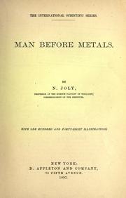 Front cover of L' homme avant les métaux by N. Joly