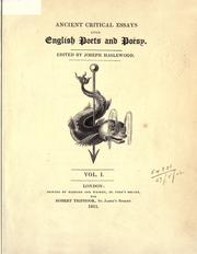 Front cover of Ancient critical essays upon English poets and poesy by Joseph Haslewood