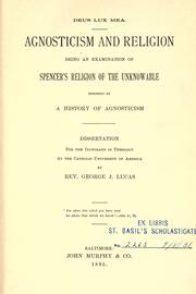 Front cover of Agnosticism and religion by George J. Lucas
