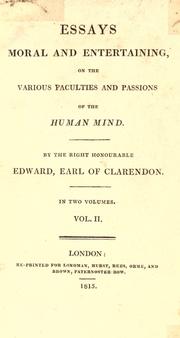 Cover of Essays, moral and entertaining on the various faculties and passions of the human mind by Edward Hyde, 1st Earl of Clarendon
